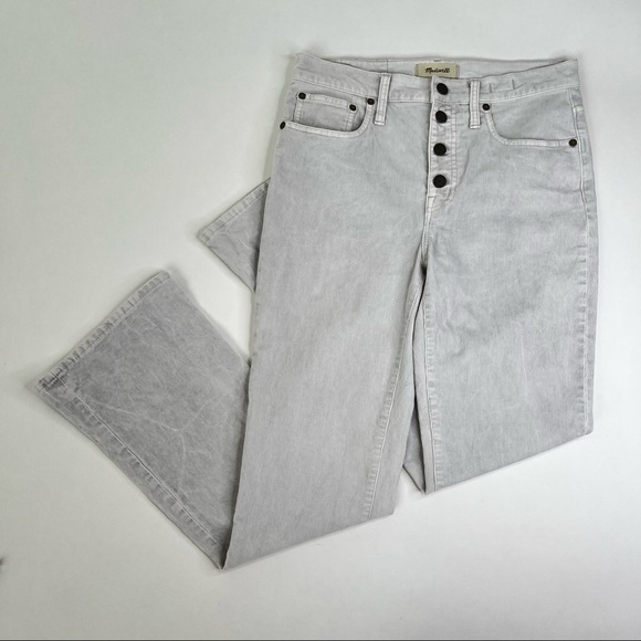 RARE Madewell Cool Fog Button-Front Tall Cali Demi-Boot High Rise Cordury Pants - Picture 3 of 17